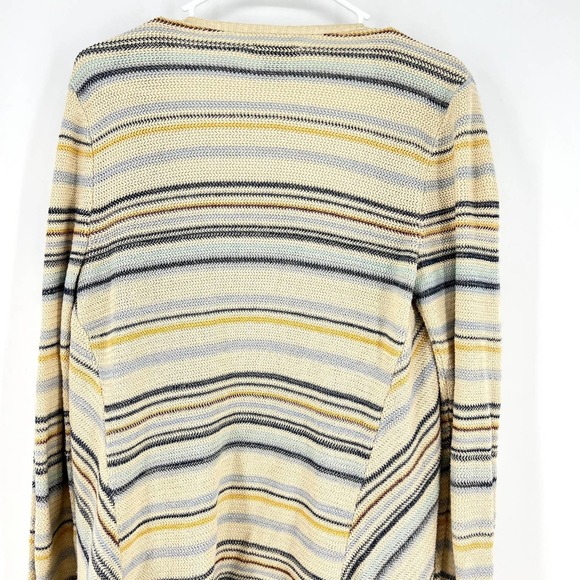 LUCKY BRAND Women's size M Boho Striped Fringe Open Draped Cardigan Sweater - Picture 4 of 6